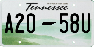 TN license plate A2058U