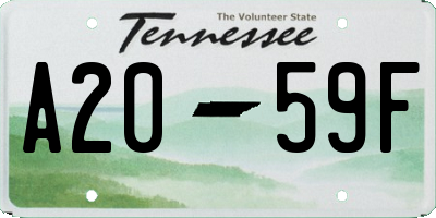 TN license plate A2059F