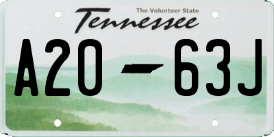 TN license plate A2063J