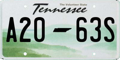 TN license plate A2063S