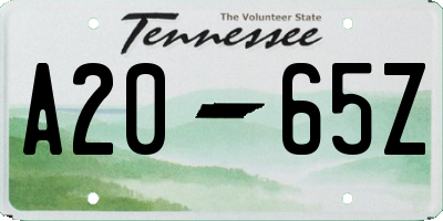 TN license plate A2065Z
