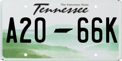 TN license plate A2066K
