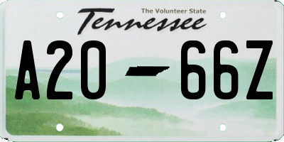 TN license plate A2066Z