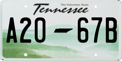 TN license plate A2067B