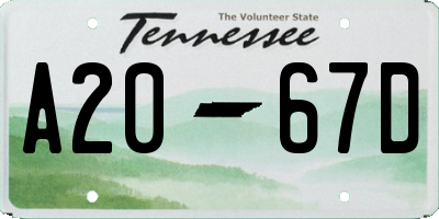 TN license plate A2067D