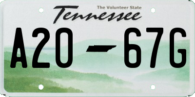 TN license plate A2067G