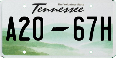 TN license plate A2067H