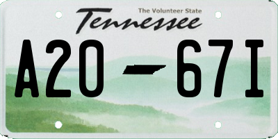 TN license plate A2067I