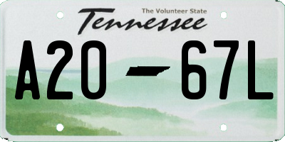 TN license plate A2067L