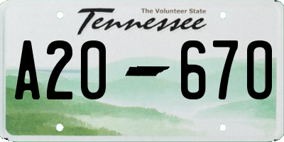 TN license plate A2067O