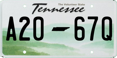 TN license plate A2067Q