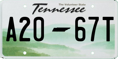 TN license plate A2067T