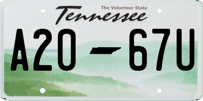 TN license plate A2067U