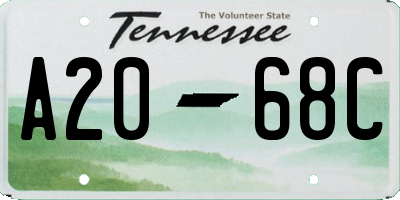 TN license plate A2068C