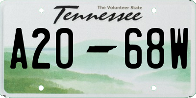 TN license plate A2068W