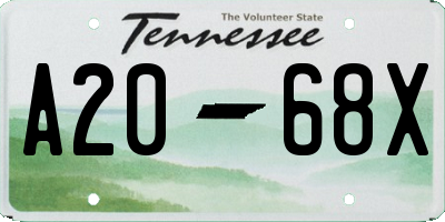 TN license plate A2068X