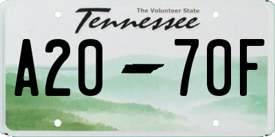 TN license plate A2070F