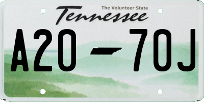 TN license plate A2070J