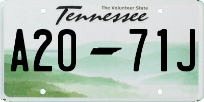 TN license plate A2071J
