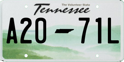 TN license plate A2071L