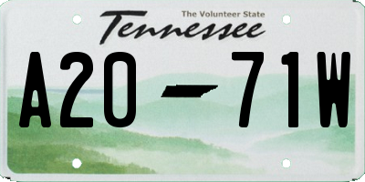 TN license plate A2071W