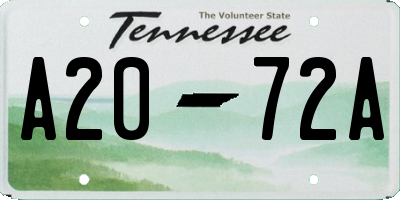 TN license plate A2072A