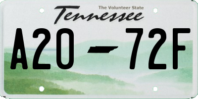 TN license plate A2072F