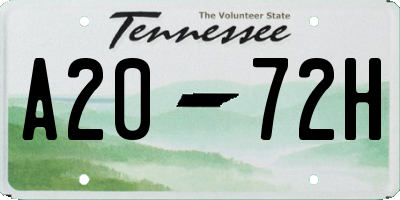 TN license plate A2072H