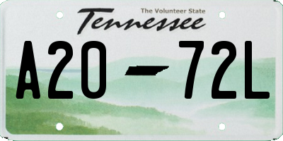 TN license plate A2072L