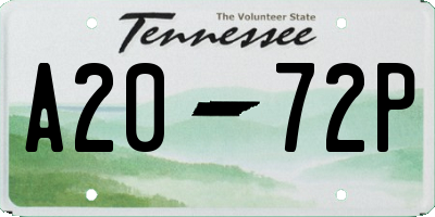 TN license plate A2072P