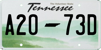 TN license plate A2073D