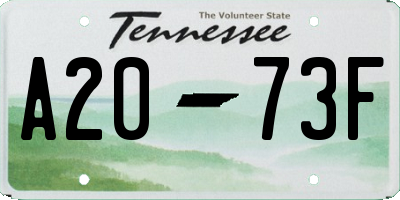 TN license plate A2073F