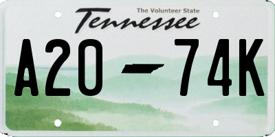 TN license plate A2074K