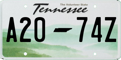 TN license plate A2074Z