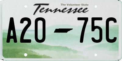 TN license plate A2075C