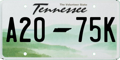TN license plate A2075K