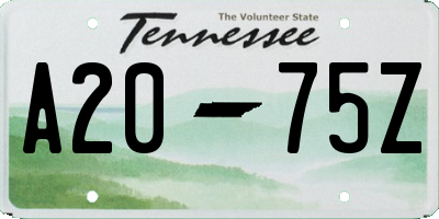 TN license plate A2075Z