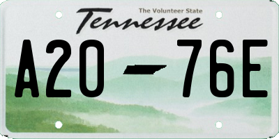 TN license plate A2076E