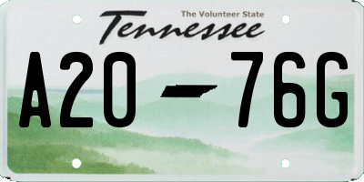 TN license plate A2076G