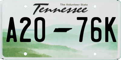 TN license plate A2076K