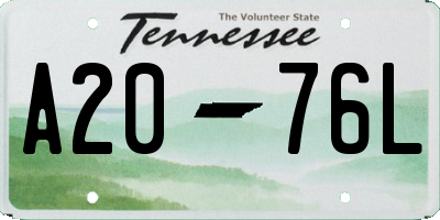 TN license plate A2076L