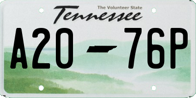 TN license plate A2076P