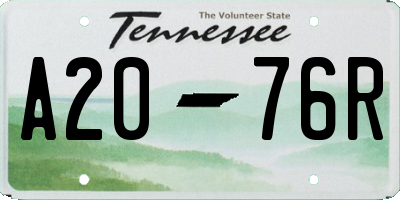 TN license plate A2076R