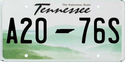 TN license plate A2076S