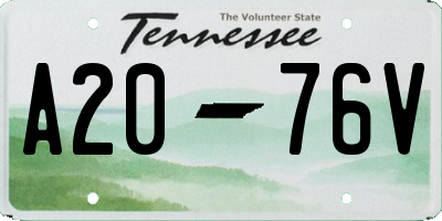 TN license plate A2076V