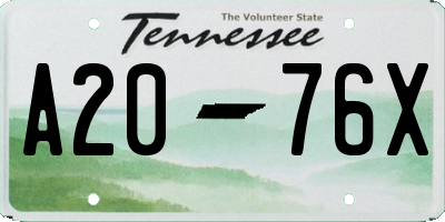 TN license plate A2076X