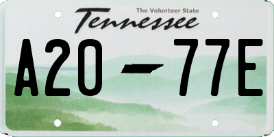 TN license plate A2077E