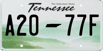 TN license plate A2077F