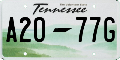 TN license plate A2077G