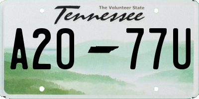TN license plate A2077U
